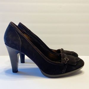 Ann Taylor LOFT Suede Kiltie Heels Womens Size 9M Brown Suede‎ Point Toe